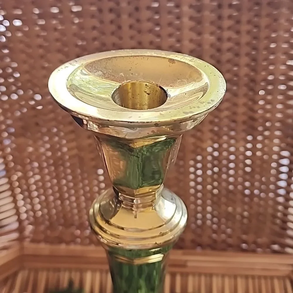 Vtg Stiffel Weighted Shiny Decorative Brass Candle Holder Classic